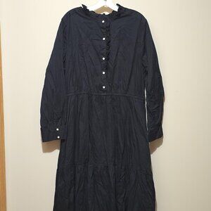 Women's Black Long sleeved Midi Dress